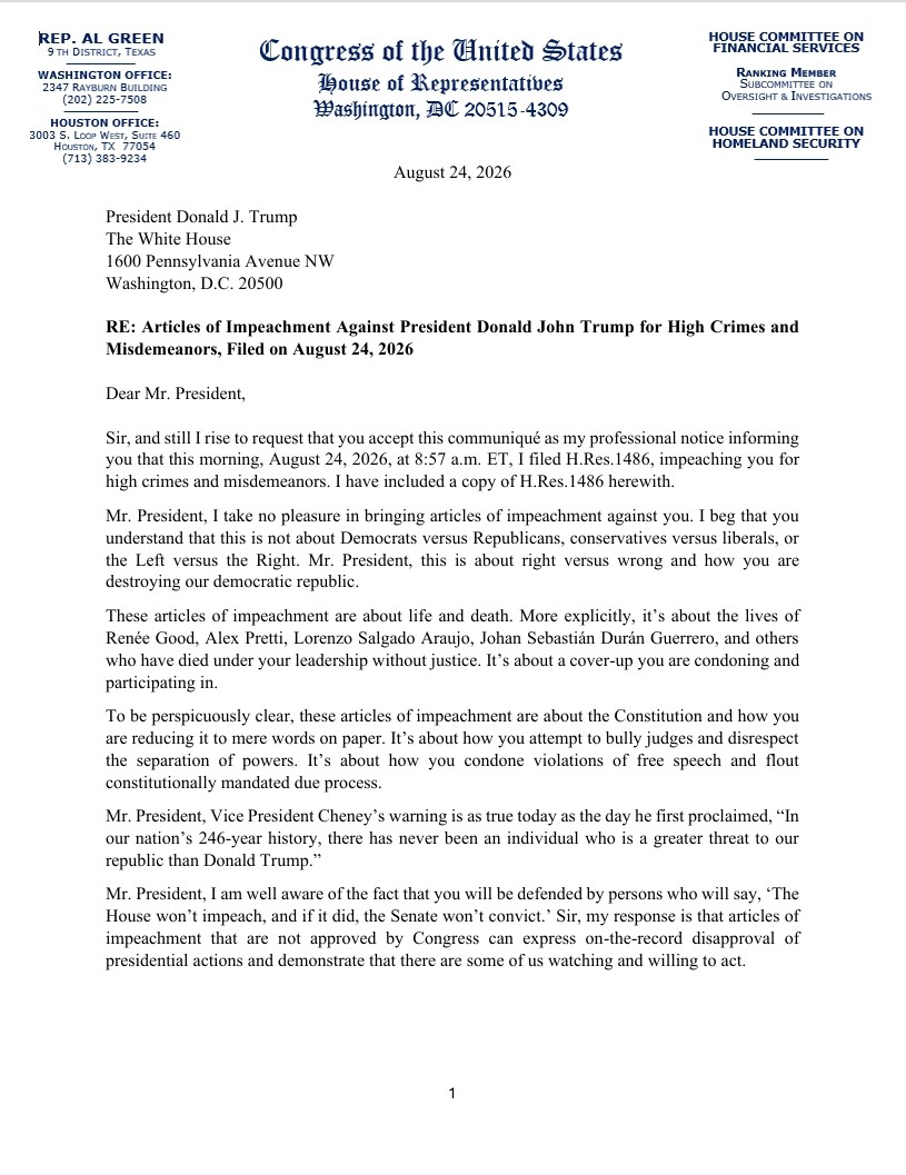 LETTER TO PRESIDENT TRUMP 1