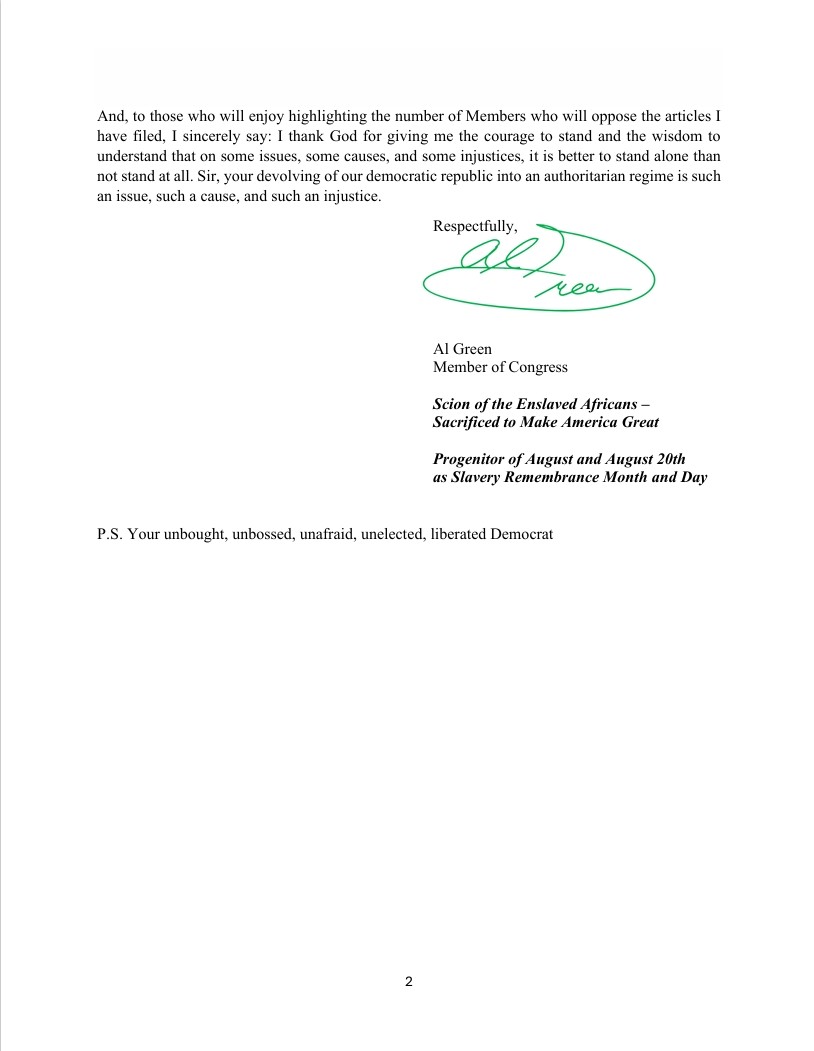 LETTER TO PRESIDENT TRUMP 2