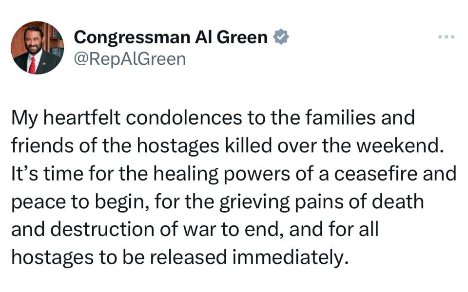 hostage ceasefire tweet 9.2.24